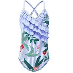 Moon Tree Girls One Piece Swimsuits Ruffle Swimwear Beach Bathing Suit